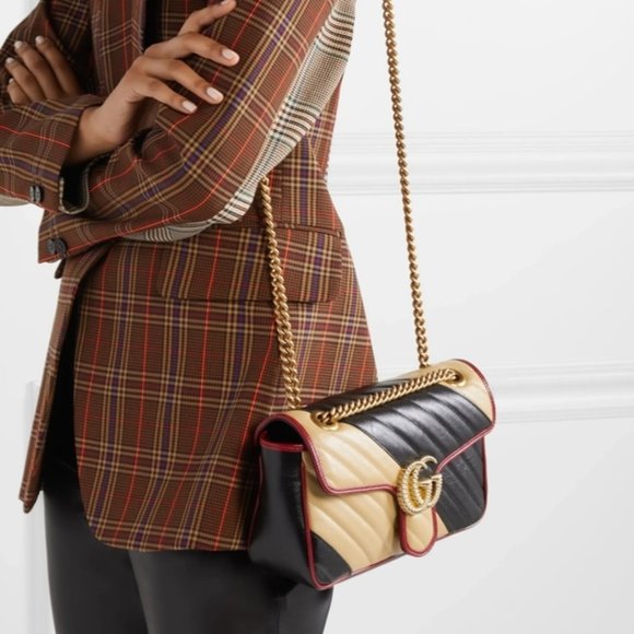 Gucci Handbags - Auth Gucci GG Small Marmont Tricolor Crossbody Bag